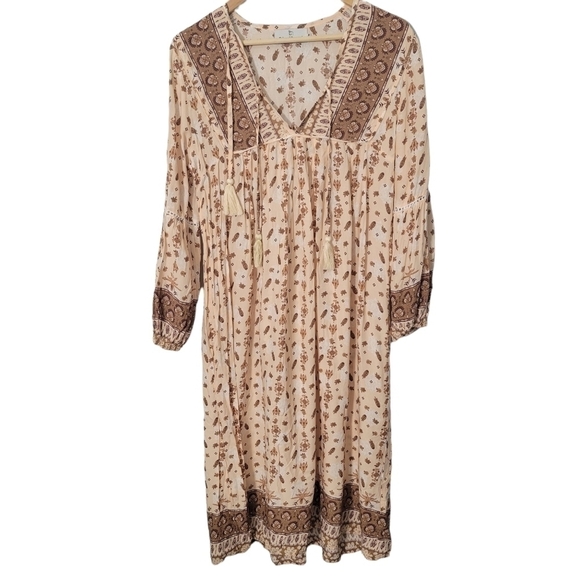 The Fox and The Mermaid Boho Southwestern Print Ximena Dress in Coconut - Picture 2 of 16